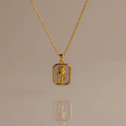 Amethyst Birth Flower Charm Necklace pendant