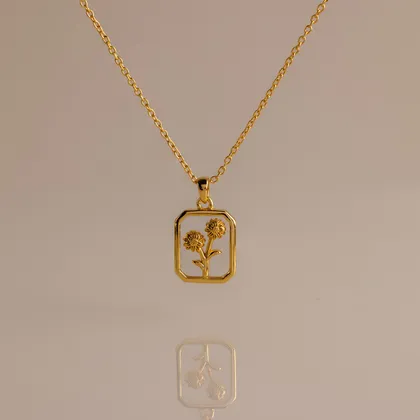 Diamond Birth Flower Charm Necklace pendant