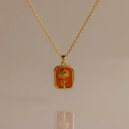 Garnet Birth Flower Charm Necklace pendant