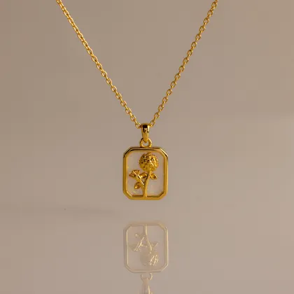 Opal Birth Flower Charm Necklace pendant