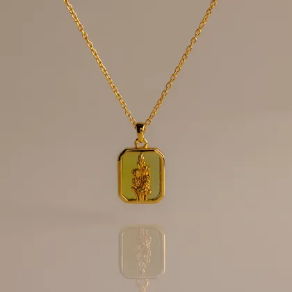 Peridot Birth Flower Charm Necklace pendant