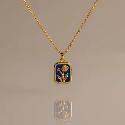 Sapphire Birth Flower Charm Necklace pendant